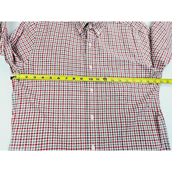 J. Crew Size Small Men Red White Gray Check Button Down Long Sleeve Cotton Shirt - Picture 3 of 10